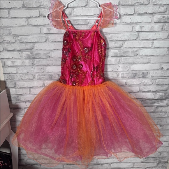 Curtain Call Costumes Pink Orange Embelished Ballet Dance Tutu Dress - Picture 1 of 12